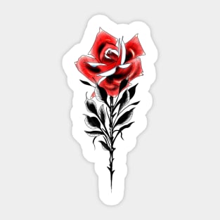 Neo traditional tattoo red rose Sticker